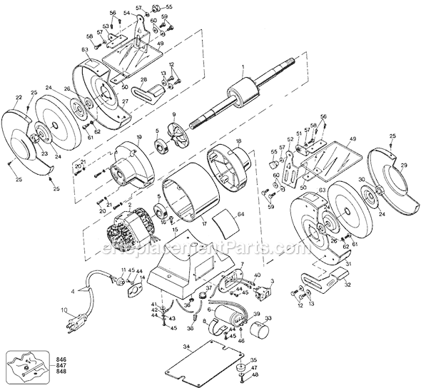 Page A Diagram and Parts List for 6820 Type 1 Black and Decker Bench Grinder